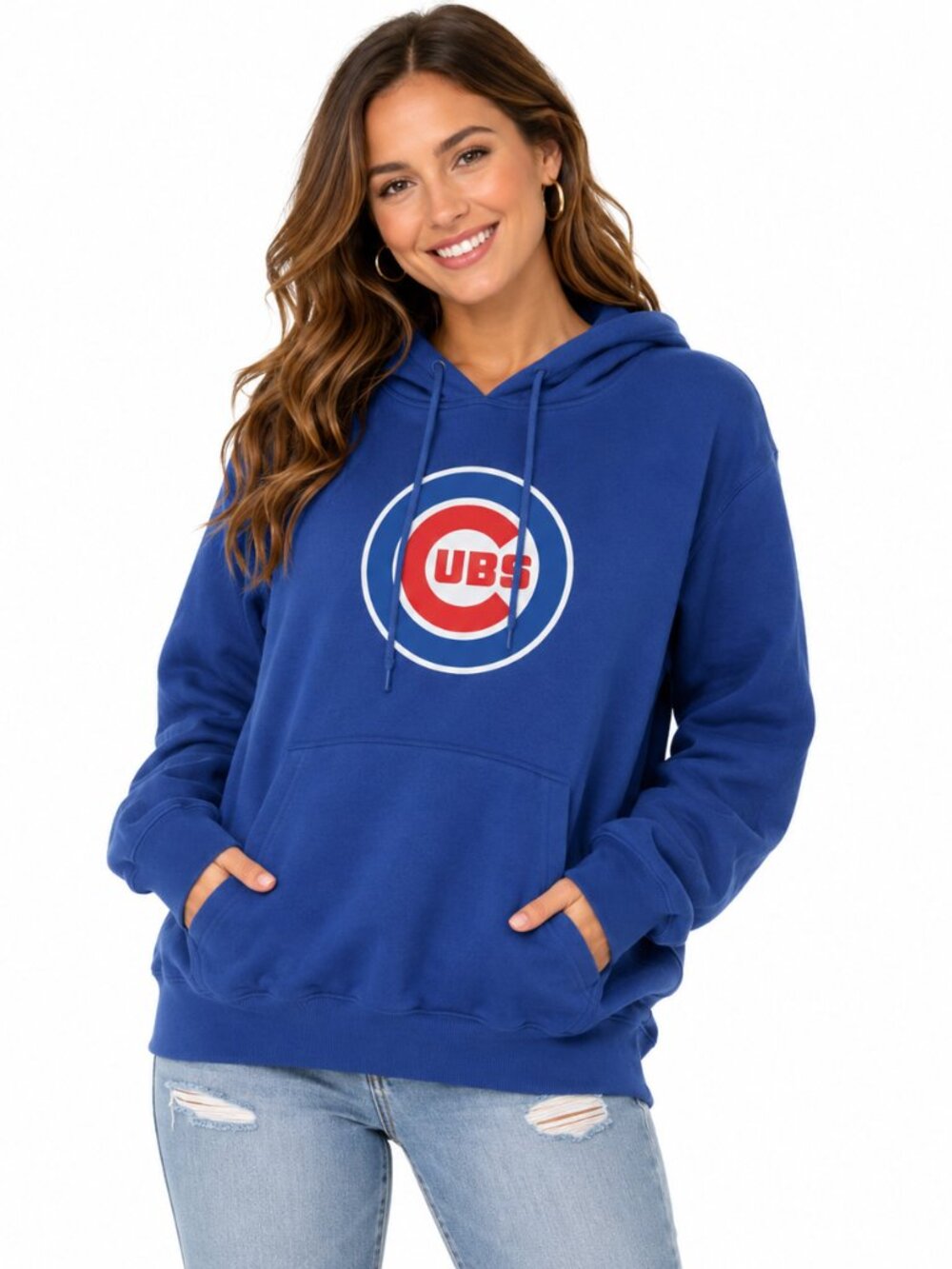 Chicago Cubs Blue Hoodie Sweatshirt MLB Baseball Pullover Game Day Unisex Sz S